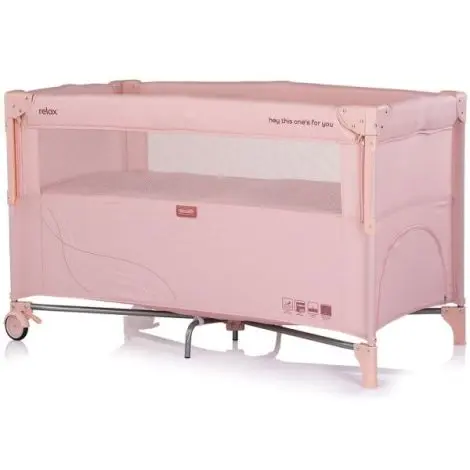 Patut pliabil Chipolino Relax powder pink linen cu laterala culisanta