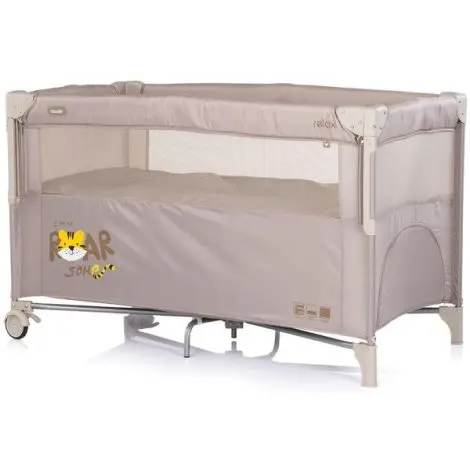 Patut pliabil Chipolino Relax Tiger latte cu laterala culisanta