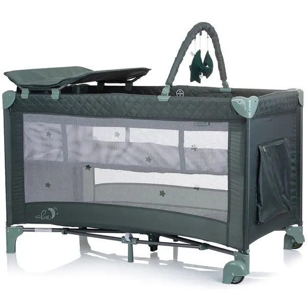 Patut pliabil cu saltea de infasat Chipolino Luna pastel green