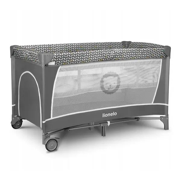 Patut pliabil Lionelo Flower Gri cu doua nivele,arcada, masuta de infasat, bara cu jucarii, Conform cu standardele europeane de securitate EN 716 si EN12221