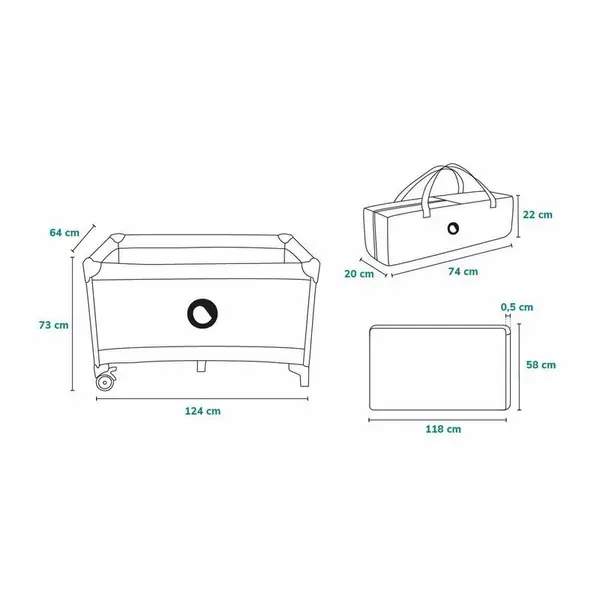 Patut pliabil Lionelo Stefi Pink Ombre cu un nivel, intrare laterala cu fermoar, roti, conform cu standardul european de securitate EN 716