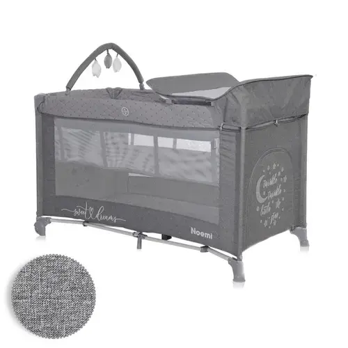 Patut pliabil Lorelli Noemi Plus, 2 nivele cu accesorii, 0 - 6 luni, maxim 11kg, Gri