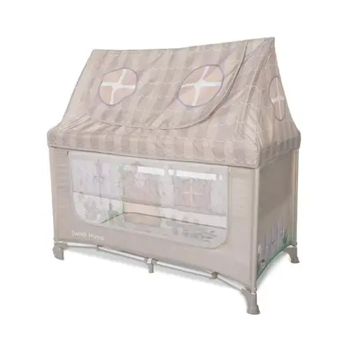 Patut pliabil Lorelli Sweet Home, 2 nivele, capotina detasabila, Bej