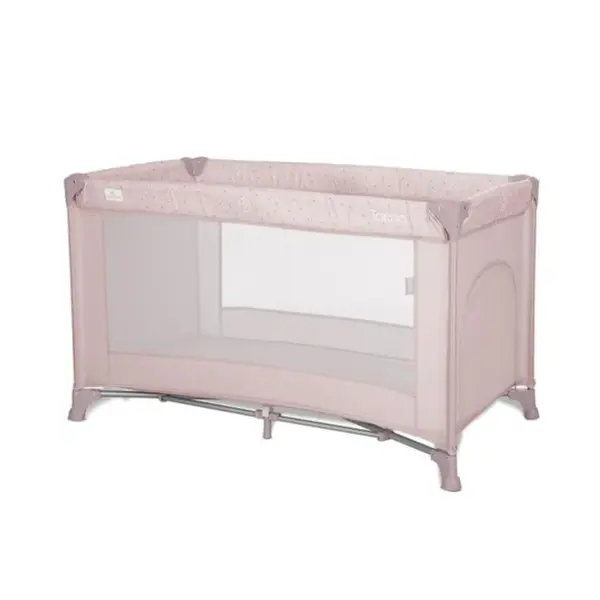 Patut pliabil, Lorelli Torino, 1 nivel, cu saltea inclusa si usa laterala cu fermoar, Pink