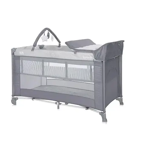 Patut pliabil Lorelli Torino Plus, 2 nivele cu accesorii, Gri