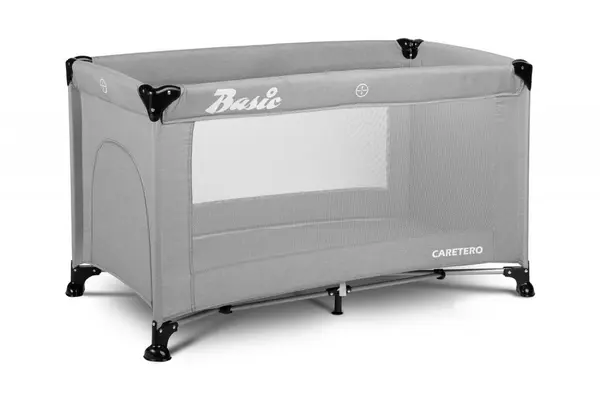Patut pliabil pentru copii Caretero Basic Grey cu un nivel,fereastra acces cu fermoar, saltea pliabila 120x690 cm si geanta transport incluse, greutate admisa 15 kg, dimensiune 125x66x75.5 cm