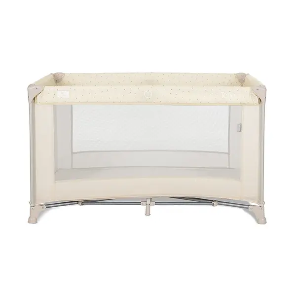 Patut pliabil pentru copii Lorelli Torino Beige cu saltea inclusa si usa laterala cu fermoar