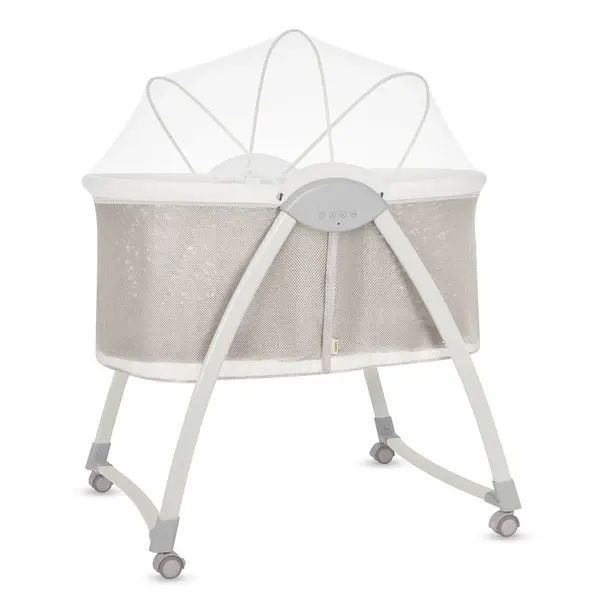 Patut si balansoar portabil Lionelo, Gaya 2 in 1, cu functie de leganat si muzica, 3 viteze de leganat reglabile, saltea T25, controlat prin telecomanda sau panou, pana la 9 kg, 0 luni+, 93 x 68 x 81 cm, bej sand