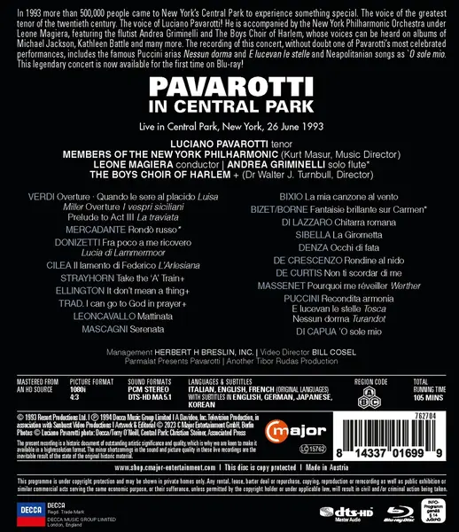 Pavarotti in Central Park (Blu-ray Disc) | Luciano Pavarotti
