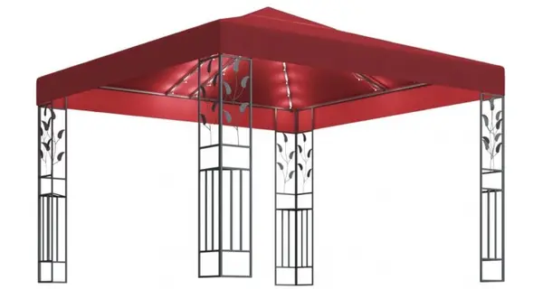 Pavilion 3x3m cu sir de lumini LED, roșu