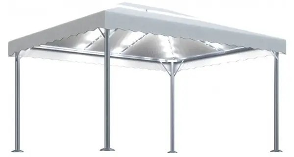 Pavilion cu siruri lumini led, crem, 400x300 cm, aluminiu