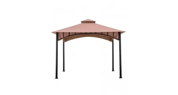 Pavilion gazebo din otel pentru gratar cu copertina Sunjoy LAURO 340cm x 340cm negru/bej A101011900