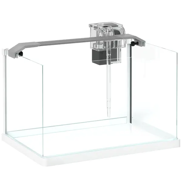 PawHut Acvariu pentru Pești Roșii din Sticlă cu Lumini LED cu Filtru și Pompă de Apă, 38x26x27 cm, Alb | Aosom Romania