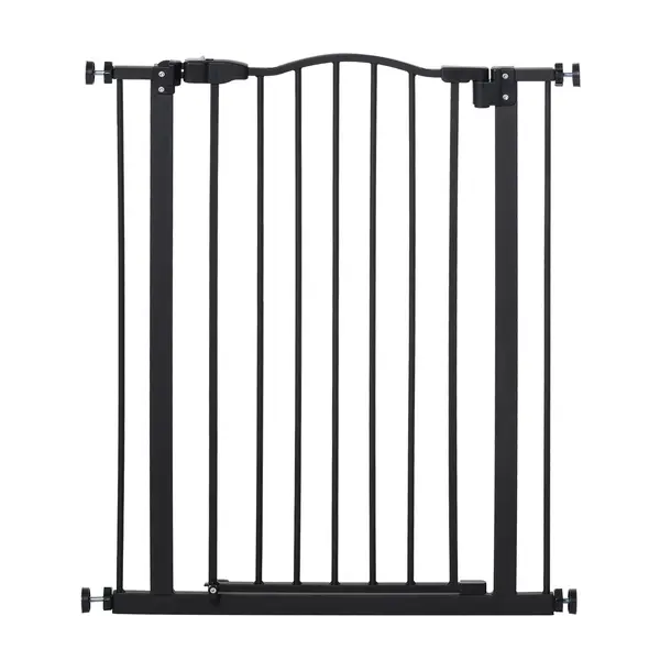 PawHut Barieră de securitate pentru câini extensibilă 74-80 cm închidere automată fixare cu presiune fără găurire negru | Aosom Romania