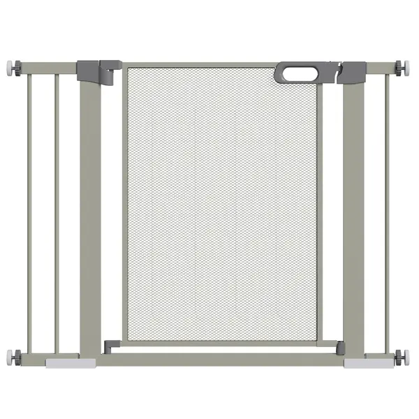 PawHut Barieră Extensibilă pentru Câini cu Închidere Automată din Oțel și ABS, 75-103x76 cm, Gri | Aosom Romania