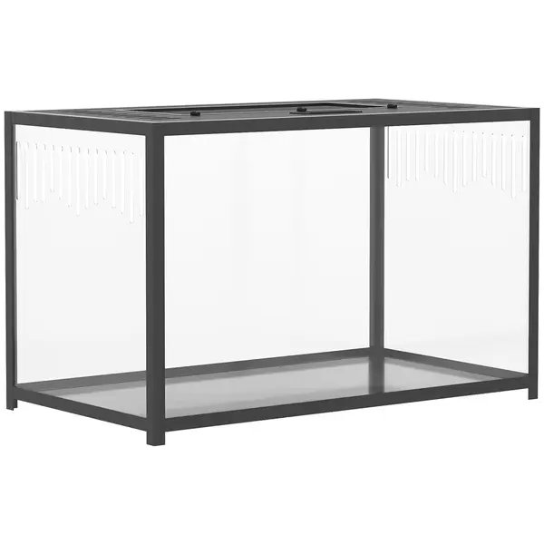 PawHut Cușcă pentru hamster din acrilic și metal cu bază adâncă, capac rabatabil, ventilații laterale, 80x45x50,5cm, negru | Aosom Romania