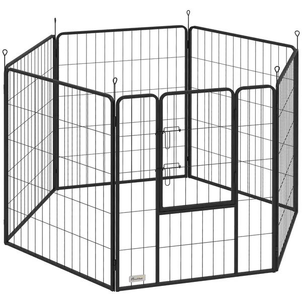 PawHut gard pentru câini, țarc pentru animale de companie, 6 panouri, oțel, pliabil, Gri | Aosom Romania