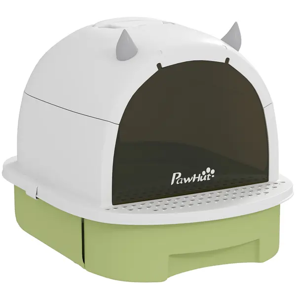 PawHut Litieră cu Capac, Tavă pentru Nisip tip Sertar cu Filtru de Carbon și Lopățică, 40,5x52x39 cm, Gri | Aosom Romania