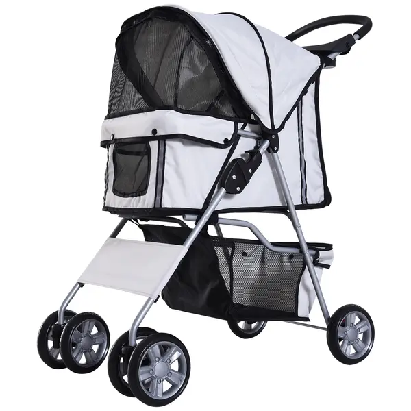 PawHut Passeggino per Cani Pieghevole Carrello per Animali Domestici Carrello Carrozzina Grigia 75x45x97cm | Aosom Romania
