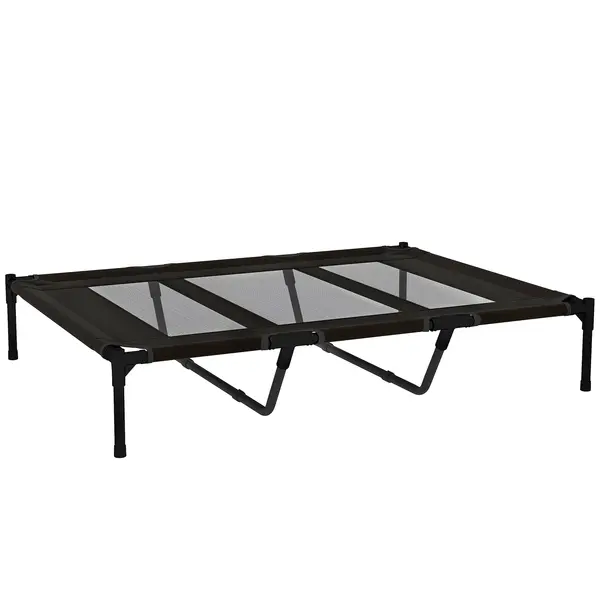 PawHut Pat Înălțat pentru Câini de Talie Mare cu Zonă Respirabilă și Geantă 122x92x23 cm Negru | Aosom Romania