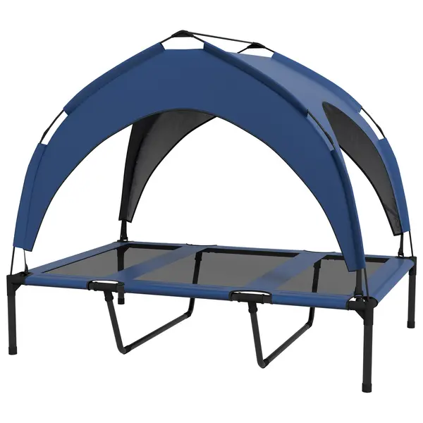 PawHut Pat Înălțat Racoritor pentru Câini, Design Portabil, Ideal pentru Vară, cu Plasă Respirabilă, 106x76x94cm, Albastru Închis | Aosom Romania