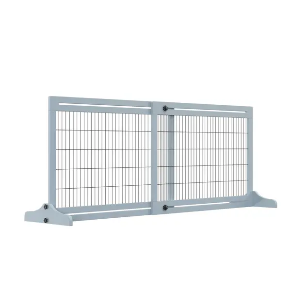 PawHut Poartă de Siguranță Extensibilă pentru Câini Lemn/Oțel Interior Albastru Închis 104-183cm | Aosom Romania