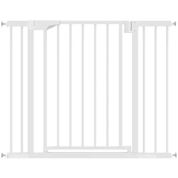 PawHut Poartă de Siguranță pentru Copii și Animale, Extensibilă 96-103 cm, Înălțime 76 cm, Poartă pentru Câini, Scări și Uși, Închidere Automată, Montaj prin Presiune, Deschidere în Ambele Direcții, Alb | Aosom Romania