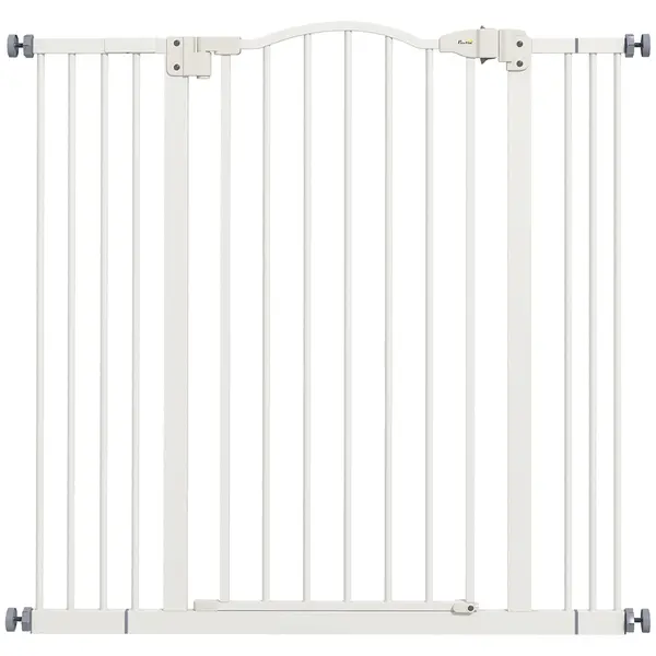 PawHut Poartă Extensibilă pentru Câini fără Șuruburi, Poartă de Siguranță Reglabilă, 94-100x94 cm, Alb | Aosom Romania