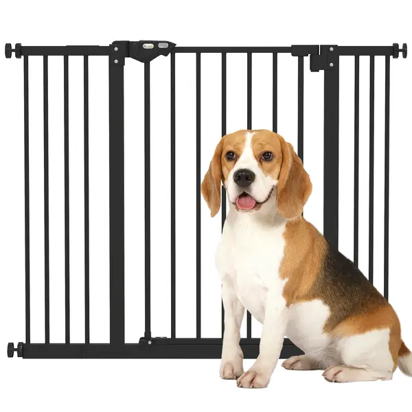 PawHut Poartă Extensibilă pentru Câini fără Șuruburi, Poartă de Siguranță Reglabilă cu 2 Extensii, 68x72 cm, Negru | Aosom Romania
