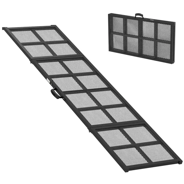 PawHut Rampă pentru Câini Pliabilă din Oțel, Scară pentru Câine cu Suprafață Antiderapantă, Sarcină 180 kg, 191 x 50 x 4 cm, Negru | Aosom Romania
