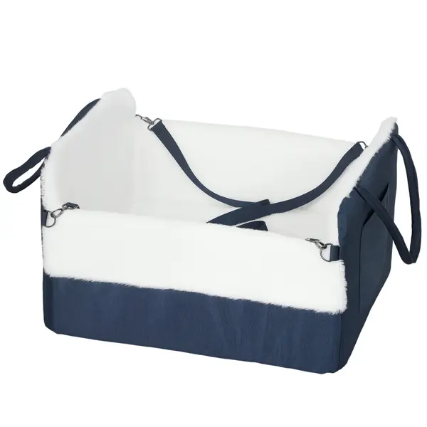 PawHut Scaun auto pentru câine cu centură de siguranță și fixare, scaun de mașină pentru câini 55 x 46 x 32 cm bleumarin | Aosom Romania