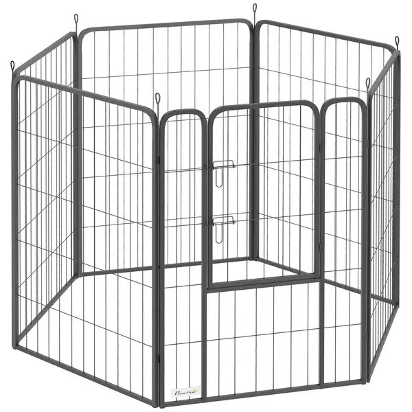 PawHut Țarc pentru câini cu 6 panouri, robust, cu ușă sigură, pentru interior și exterior, pentru grădină, camping, 100 cm înălțime | Aosom Romania