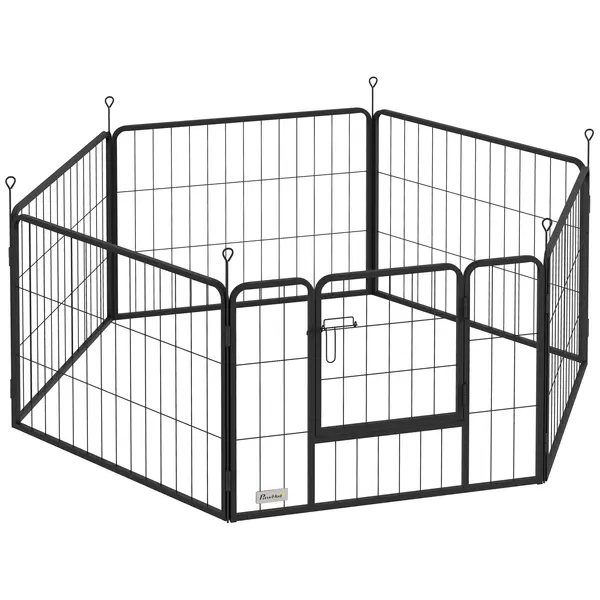 PawHut Țarc pentru Câini Portabil din 6 Panouri, 160x80x60 cm, Negru | Aosom Romania