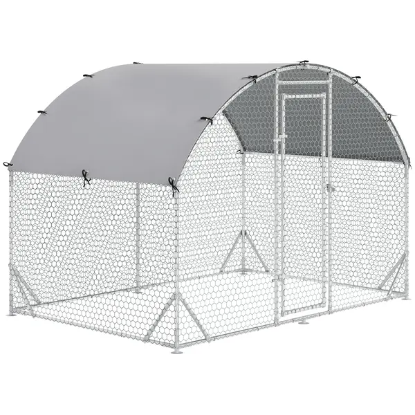 PawHut Țarc pentru Găini de Exterior, 2.8x2x2m Țarc din Oțel Zincat cu Acoperiș Impermeabil Anti-UV și Sistem de Blocare, pentru 4-6 Găini, Animale Mici, Iepuri și Rațe | Aosom Romania