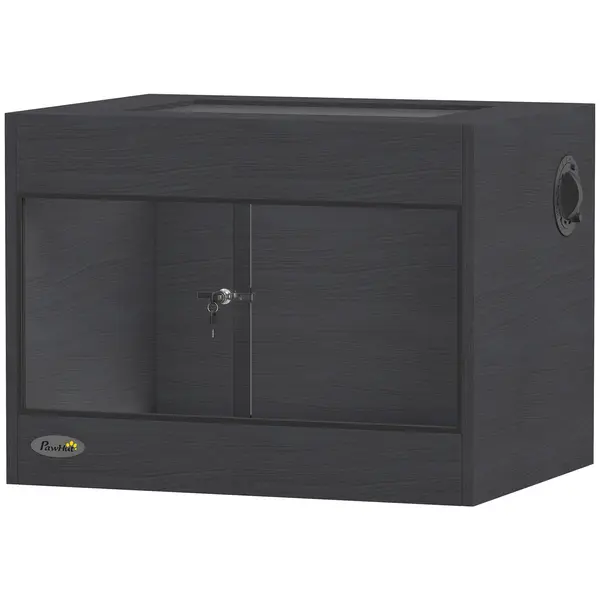 PawHut Terariu pentru Reptile din lemn OSB, uşă din sticlă securizată, încuietoare de siguranţă şi capac detaşabil, 60x45x45cm, Negru | Aosom Romania
