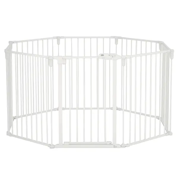 PawHut Welpenauslauf Freigehege pentru câini Grilaj de protecție cu ușă Grilaj de protecție pentru șeminee flexibil pliabil 8 panouri fiecare de 60 x 76 cm Alb | Aosom Romania