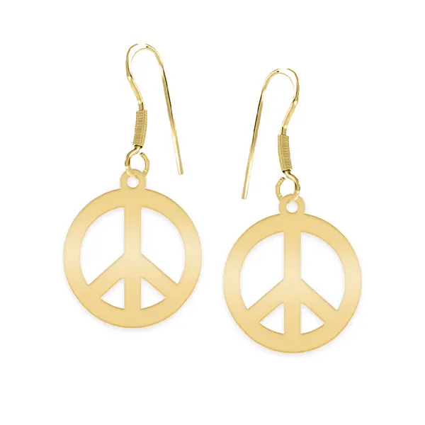 Peace - Cercei personalizati semnul pacii cu tortita deschisa din argint 925 placat cu aur galben 24K