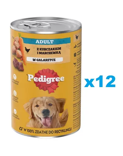 PEDIGREE Adult conserve caini adulti 12x1200g pui si morcovi in aspic