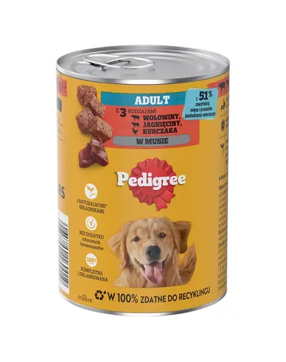 PEDIGREE Adult cu vită, miel și pui hrană umedă pentru câini adulți 400 g