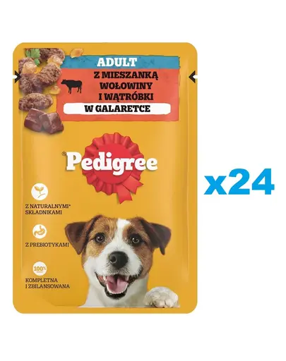 PEDIGREE Adult Pachet hrana umeda caini, vita si ficat in aspic 24x100g