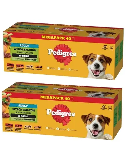 PEDIGREE Adult plicuri caini 80x100g mix arome in sos pui, vita, curcan, miel cu legume