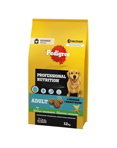 PEDIGREE Adult Professional Nutrition 2 x 12 kg hrană câine talie medie și mare,cu pasăre și legume