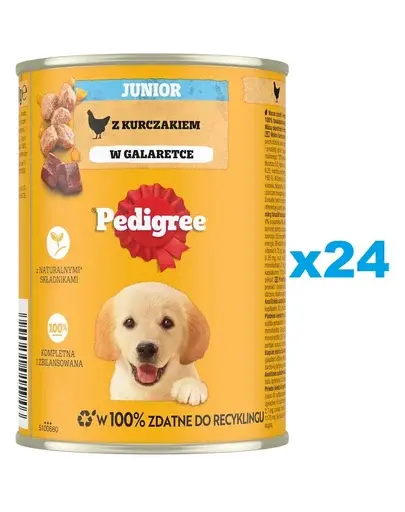 PEDIGREE Junior 24x400g set conserve catei, cu pui in aspic