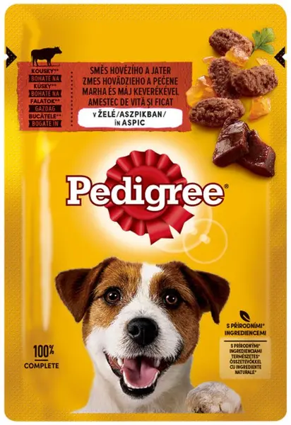 PEDIGREE Plic hrană umedă pentru câini Adult, cu Vită şi Ficat în Aspic 100g