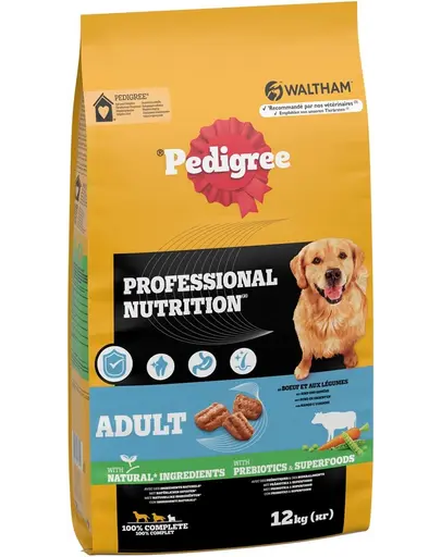 PEDIGREE Professional Nutrition Adult vită și legume 2 x 12 kg hrană câini rase mari și medii