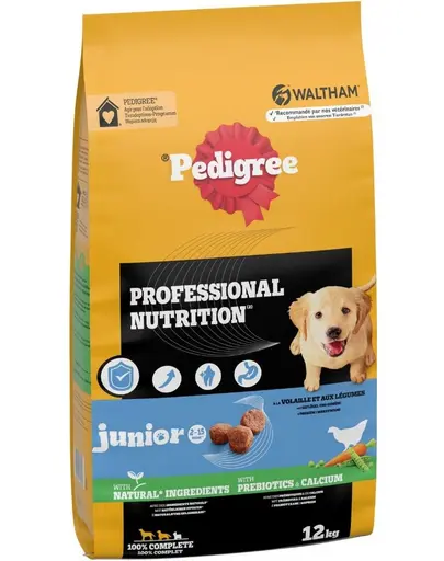 PEDIGREE Professional Nutrition Junior cu pui și legume 12 kg hrană căței rase medii și mari
