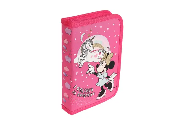 Penar 1 fermoar & 2 flaps, 19.5x13x3.5 cm, 32 piese, echipat Minnie