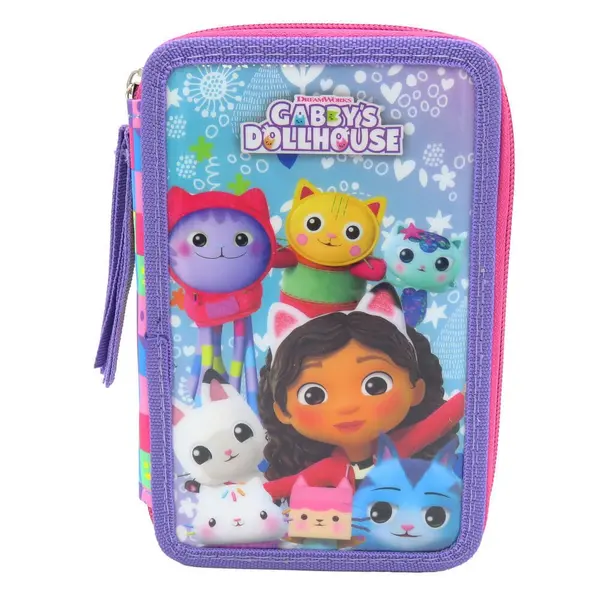 Penar cu 3 compartimente, 20x13x7 cm, echipat, 40 piese, multicolor, Gabby s Dollhouse Engros