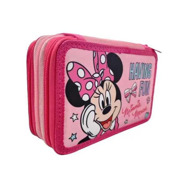 Penar cu 3 compartimente, 20x13x7 cm, echipat, 43 piese, multicolor, Minnie Mouse Engros