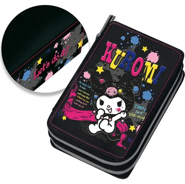 Penar cu accesorii Graffiti Kuromi - Sketchy, 2 fermoare